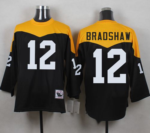 Terry Bradshaw Black-Yelllow Pittsburgh Steelers Throwback jersey