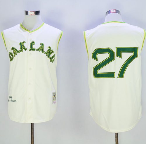Catfish Hunter Oakland Athletics cream Throwback jersey