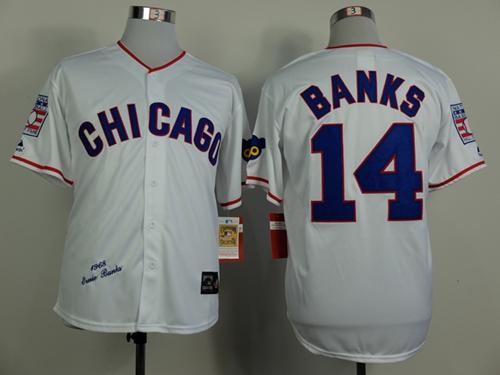 Ernie Banks Chicago Cubs white Throwback jersey