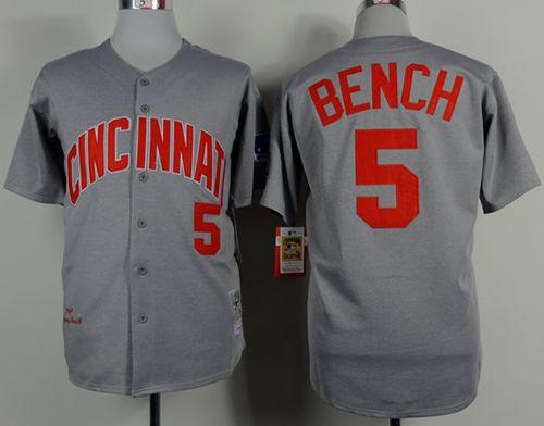 Johnny Bench Cincinnati Reds grey Throwback jersey