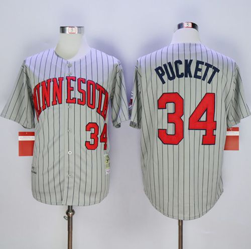 Kirby Puckett Minnesota Twins grey Throwback jersey