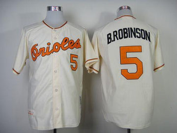 Brooks Robinson Baltimore Orioles cream Throwback jersey