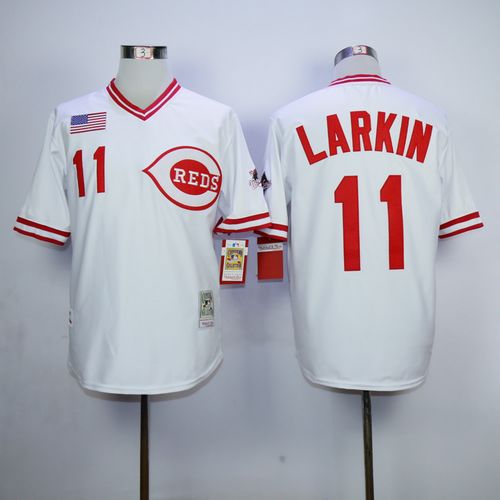 Barry Larkin Cincinnati Reds white Throwback jersey