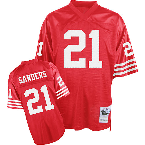 Deion Sanders San Francisco 49ers red jersey
