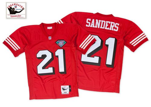Deion Sanders San Francisco 49ers red Throwback jersey