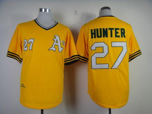 Catfish Hunter Oakland Athletics yellow Throwback jersey