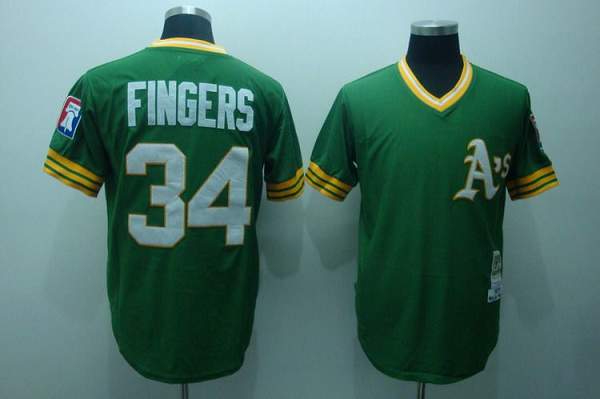 Rollie Fingers Oakland Athletics green Throwback jersey