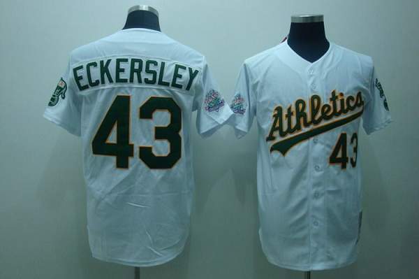 Dennis Eckersley Oakland Athletics white Throwback jersey