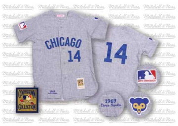 Ernie Banks Chicago Cubs grey Throwback jersey