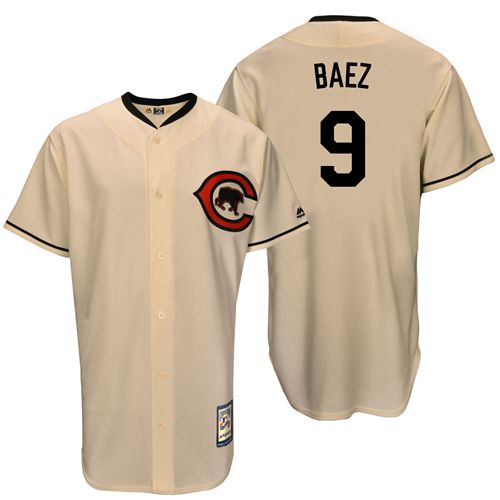 Javier Baez Chicago Cubs cream Throwback jersey