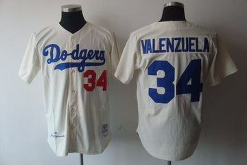 Fernando Valenzuela Los Angeles Dodgers cream jersey
