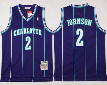 Larry Johnson Charlotte Hornets purple Throwback jersey