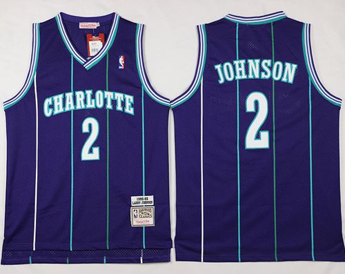 Larry Johnson Charlotte Hornets purple Throwback jersey