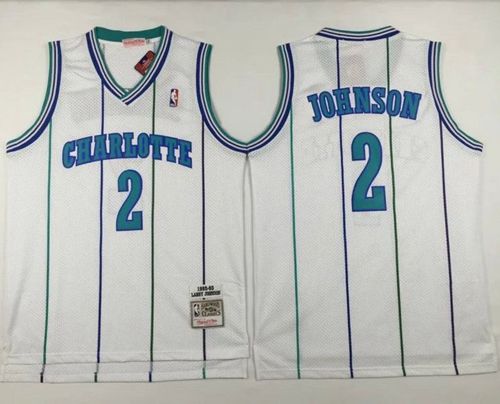 Larry Johnson Charlotte Hornets white Throwback jersey