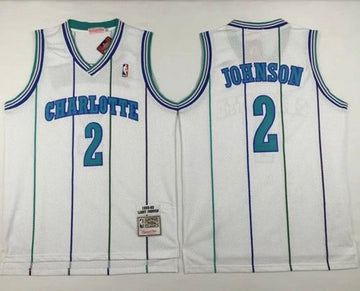 Larry Johnson Charlotte Hornets white Throwback jersey