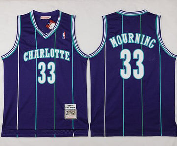 Alonzo Mourning Charlotte Hornets purple Throwback jersey