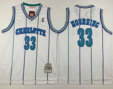Alonzo Mourning Charlotte Hornets white Throwback jersey