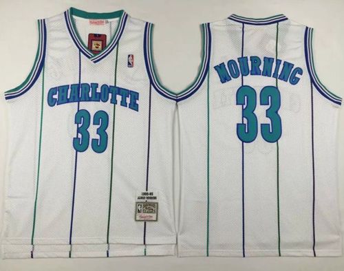 Alonzo Mourning Charlotte Hornets white Throwback jersey