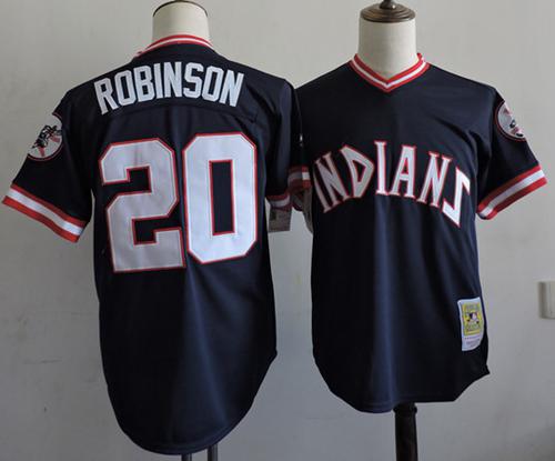 Eddie Robinson Cleveland Guardians navy Throwback jersey