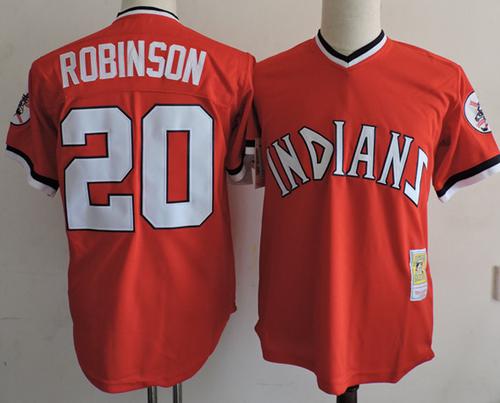 Eddie Robinson Cleveland Guardians red Throwback jersey