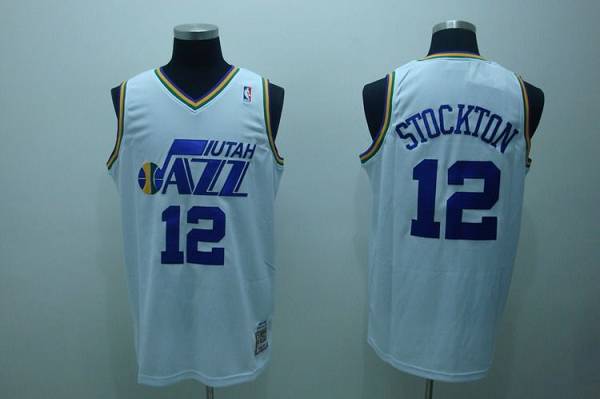John Stockton Utah Jazz white Throwback jersey