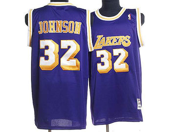Magic Johnson Los Angeles Lakers purple Throwback jersey