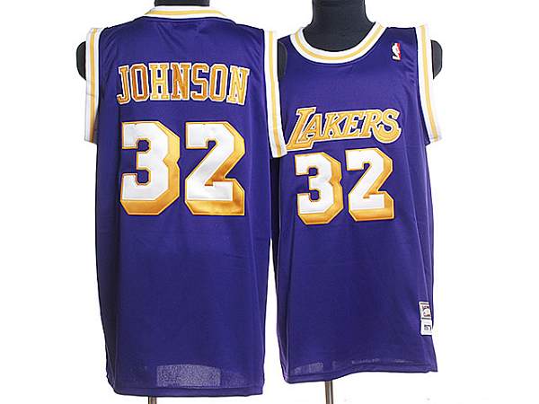 Magic Johnson Los Angeles Lakers purple Throwback jersey