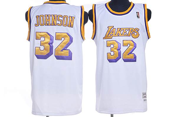 Magic Johnson Los Angeles Lakers white Throwback jersey