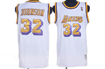 Magic Johnson Los Angeles Lakers white Throwback jersey