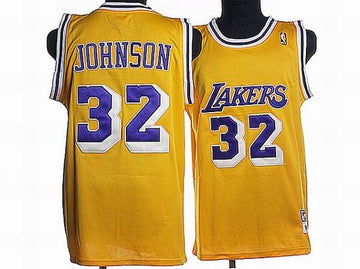 Magic Johnson Los Angeles Lakers yellow Throwback jersey