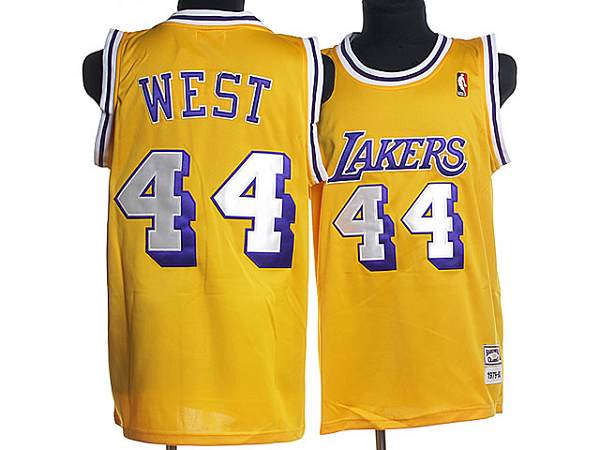 Jerry West Los Angeles Lakers yellow Throwback jersey