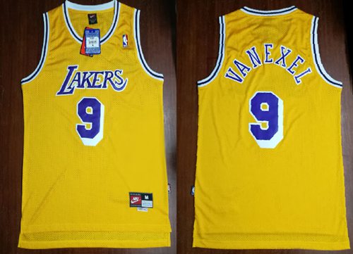 Nick Van Exel Los Angeles Lakers yellow Throwback jersey