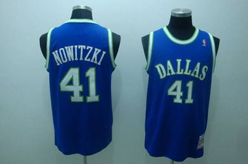 Dirk Nowitzki Dallas Mavericks blue Throwback jersey