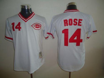 Pete Rose Cincinnati Reds white Throwback jersey