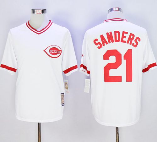 Reggie Sanders Cincinnati Reds white Throwback jersey