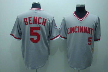 Johnny Bench Cincinnati Reds grey Throwback jersey