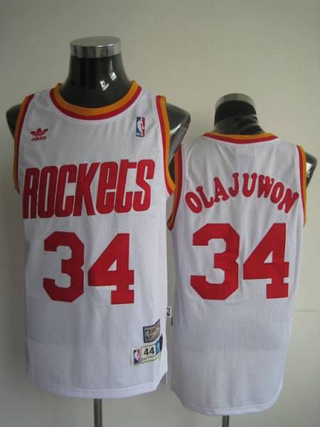 Hakeem Olajuwon Houston Rockets white Throwback jersey
