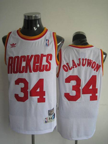 Hakeem Olajuwon Houston Rockets white Throwback jersey