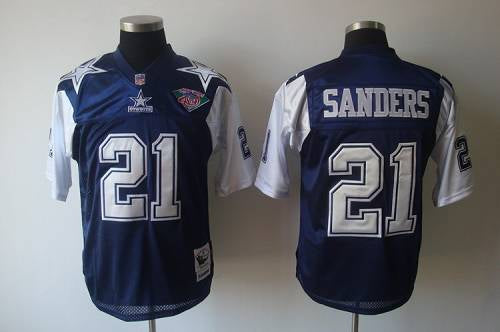 Deion Sanders Dallas Cowboys blue-white Throwback jersey