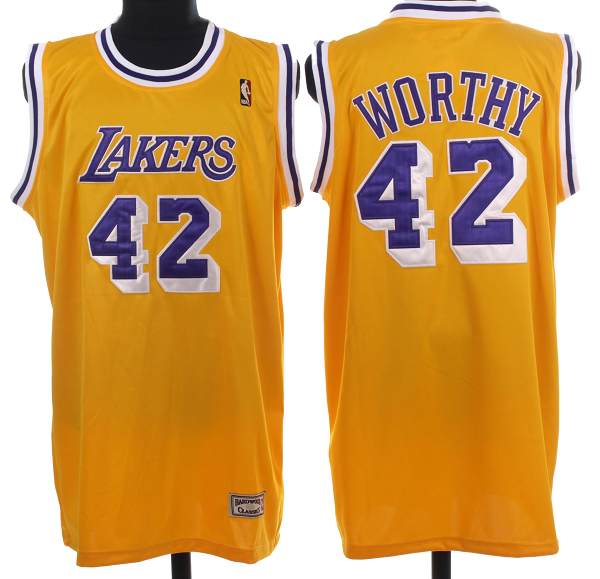 James Worthy Los Angeles Lakers yellow Throwback jersey