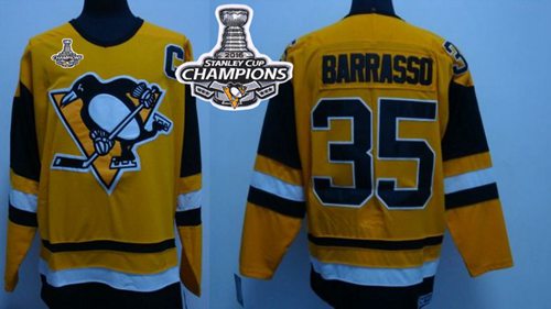 Tom Barrasso Pittsburgh Penguins yellow jersey
