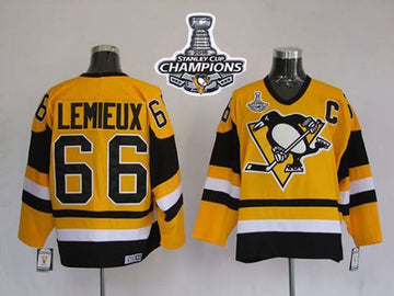Mario Lemieux Pittsburgh Penguins yellow jersey