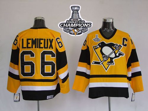 Mario Lemieux Pittsburgh Penguins yellow jersey