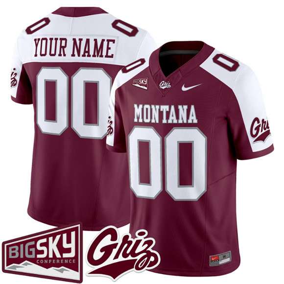 Custom Montana Grizzlies maroon Alternate jersey