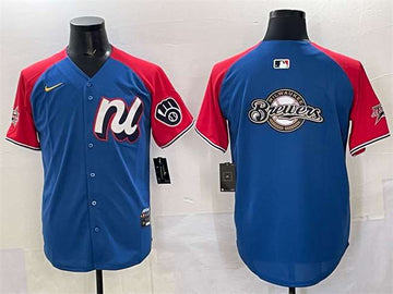 Milwaukee Brewers Team Big Logo National League All-Star blue-red All-Star jersey