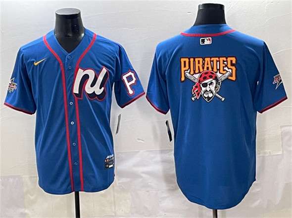 Pittsburgh Pirates Team Big Logo National League All-Star blue All-Star jersey