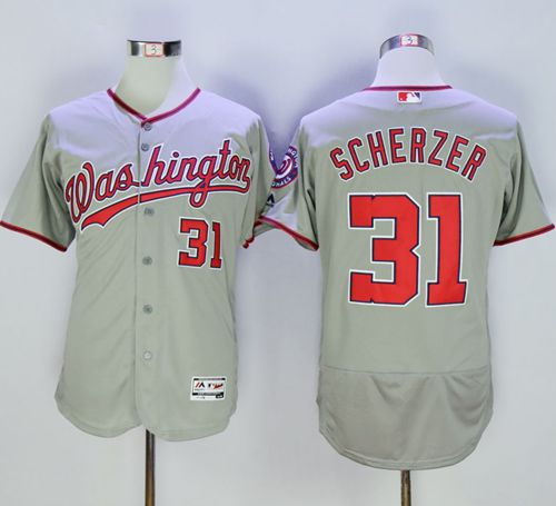 Max Scherzer Washington Nationals grey Authentic jersey