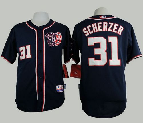 Max Scherzer Washington Nationals navy jersey