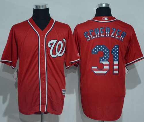 Max Scherzer Washington Nationals red Fashion jersey