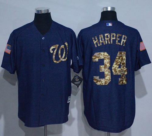 Bryce Harper Denim Washington Nationals blue Salute To Service jersey